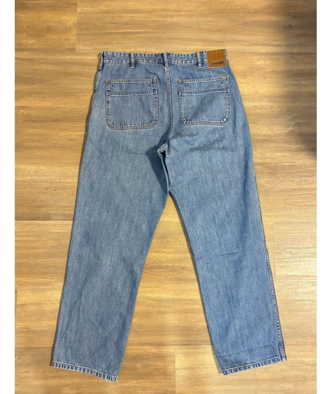 JACQUEMUS Голубые хлопковые прямые джинсы, фото 2