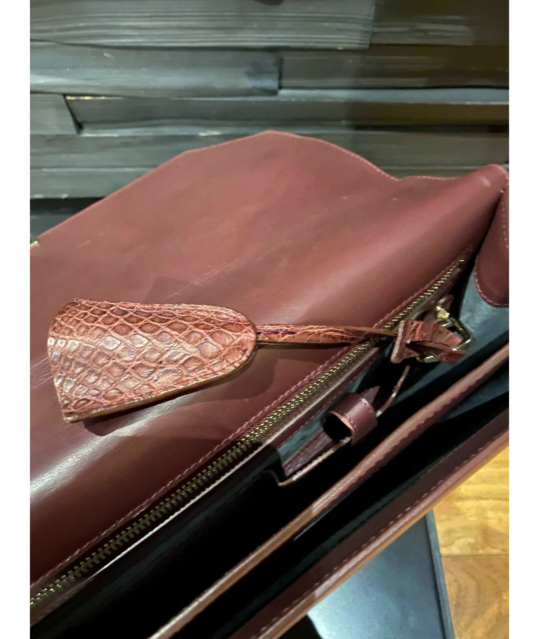 BRIONI Бордовый портфель из экзотической кожи, фото 3