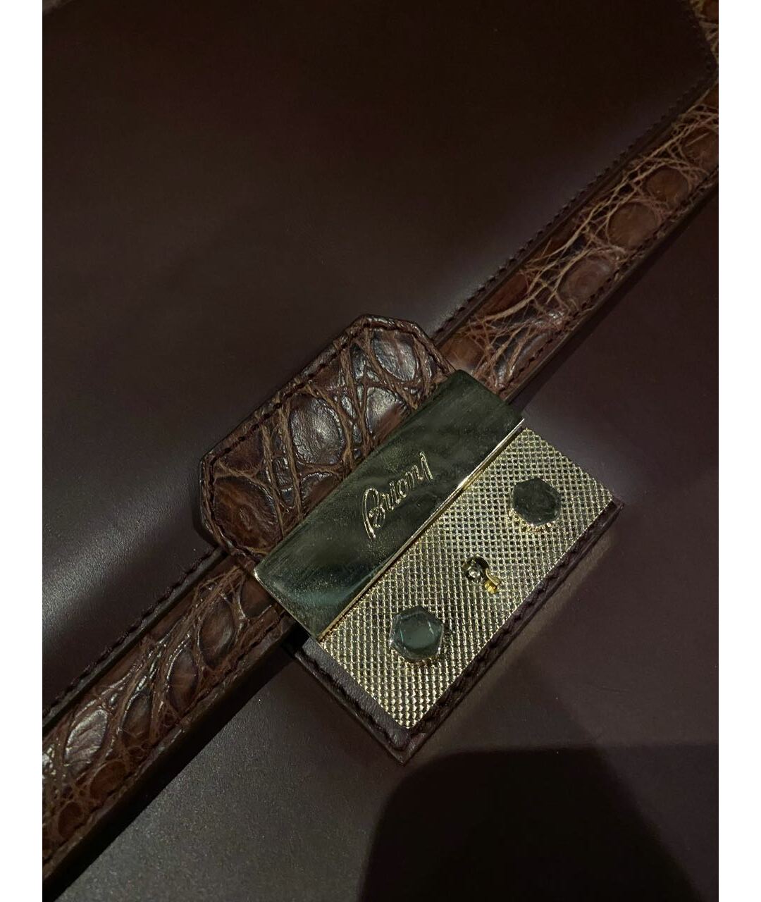 BRIONI Бордовый портфель из экзотической кожи, фото 2
