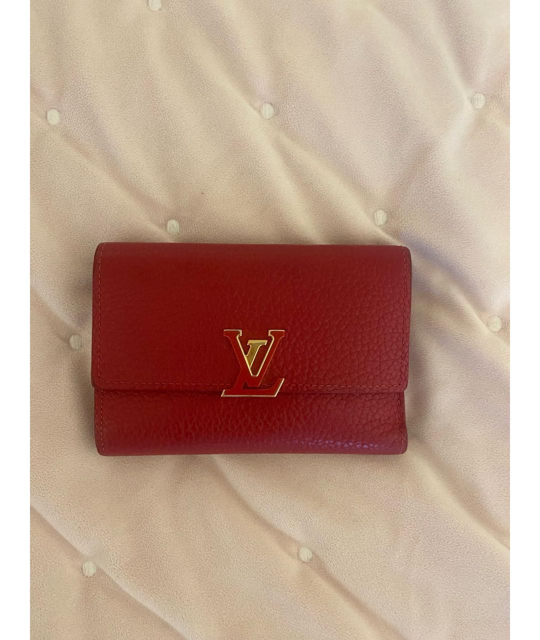 LOUIS VUITTON Красный кожаный кошелек, фото 9