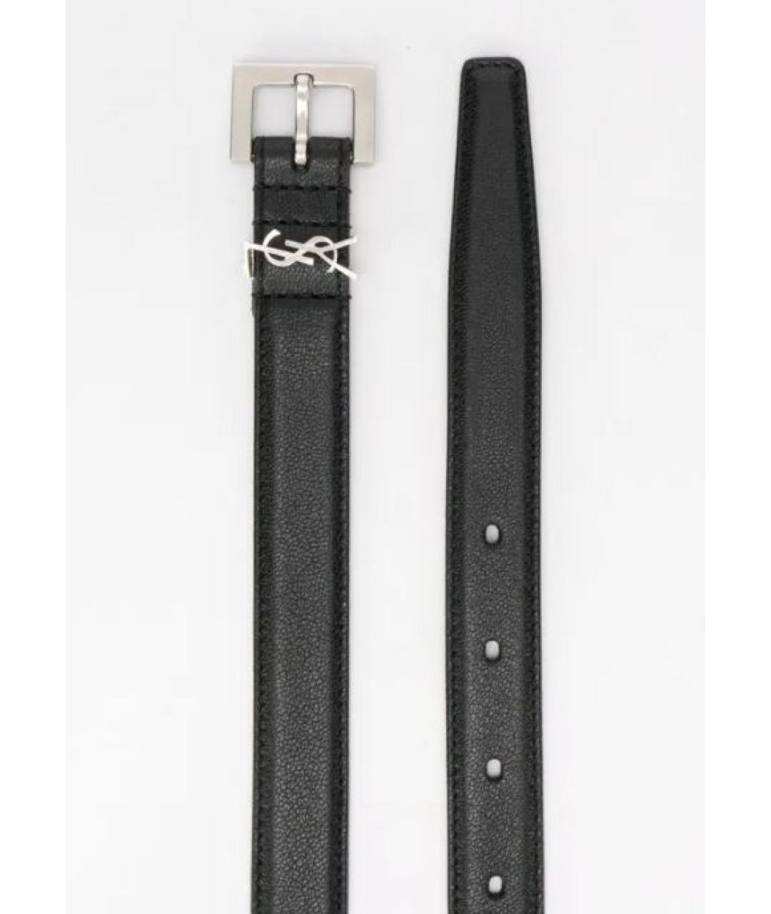 SAINT LAURENT Черный кожаный ремень, фото 2