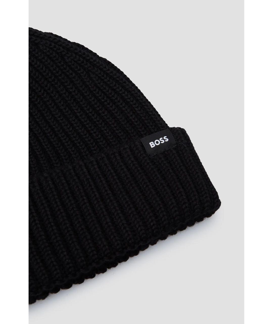 HUGO BOSS Черная шерстяная шапка, фото 2