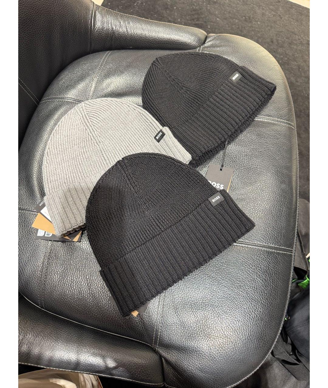 HUGO BOSS Черная шерстяная шапка, фото 3