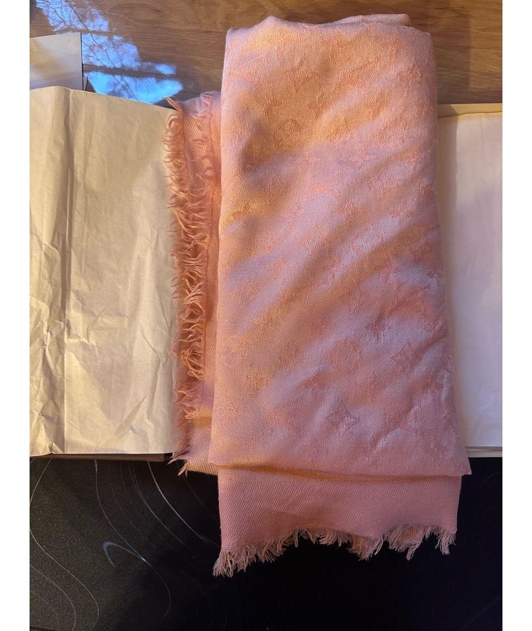 LOUIS VUITTON Розовый шерстяной платок, фото 5