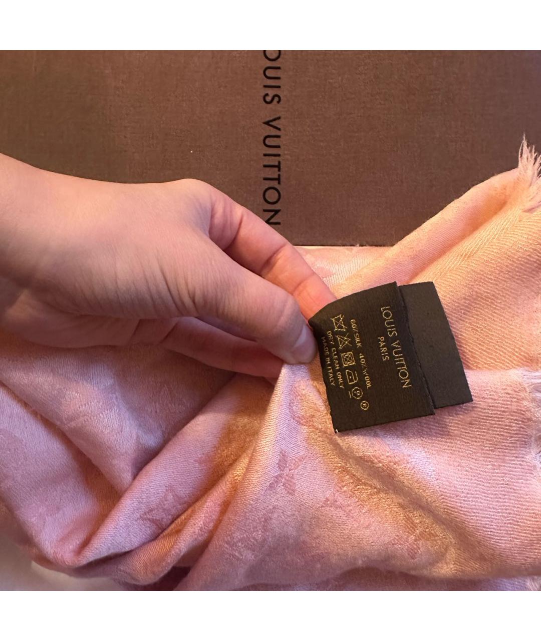 LOUIS VUITTON Розовый шерстяной платок, фото 2