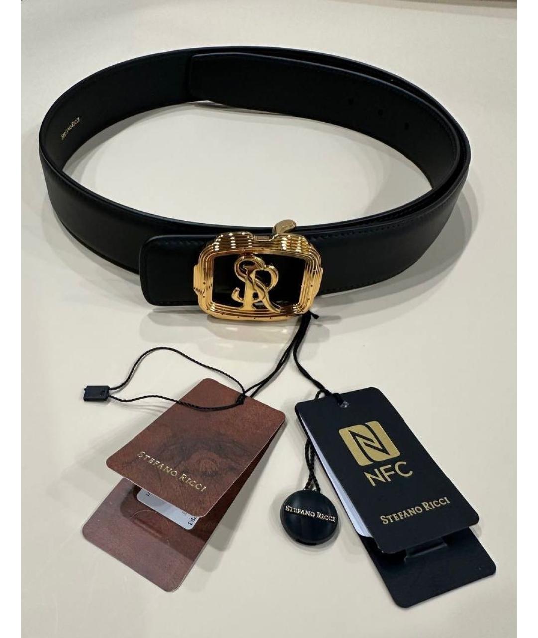 STEFANO RICCI Черный кожаный ремень, фото 8
