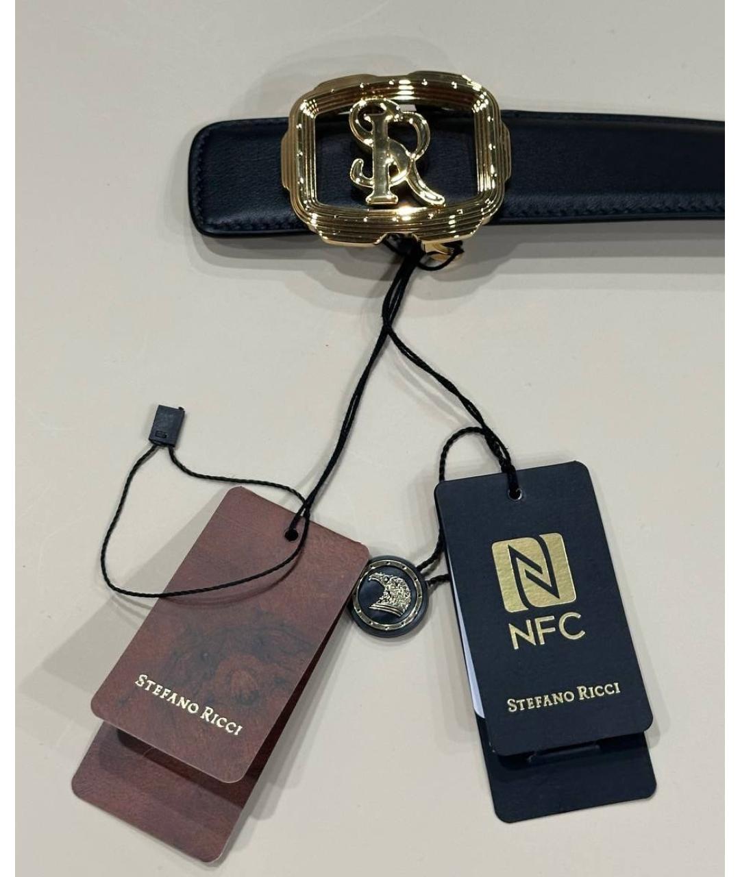 STEFANO RICCI Черный кожаный ремень, фото 5