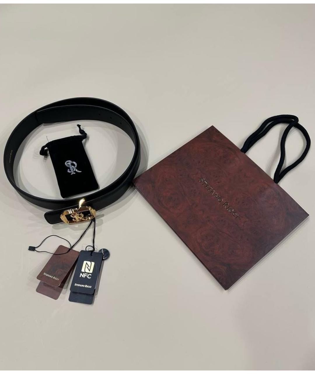 STEFANO RICCI Черный кожаный ремень, фото 7