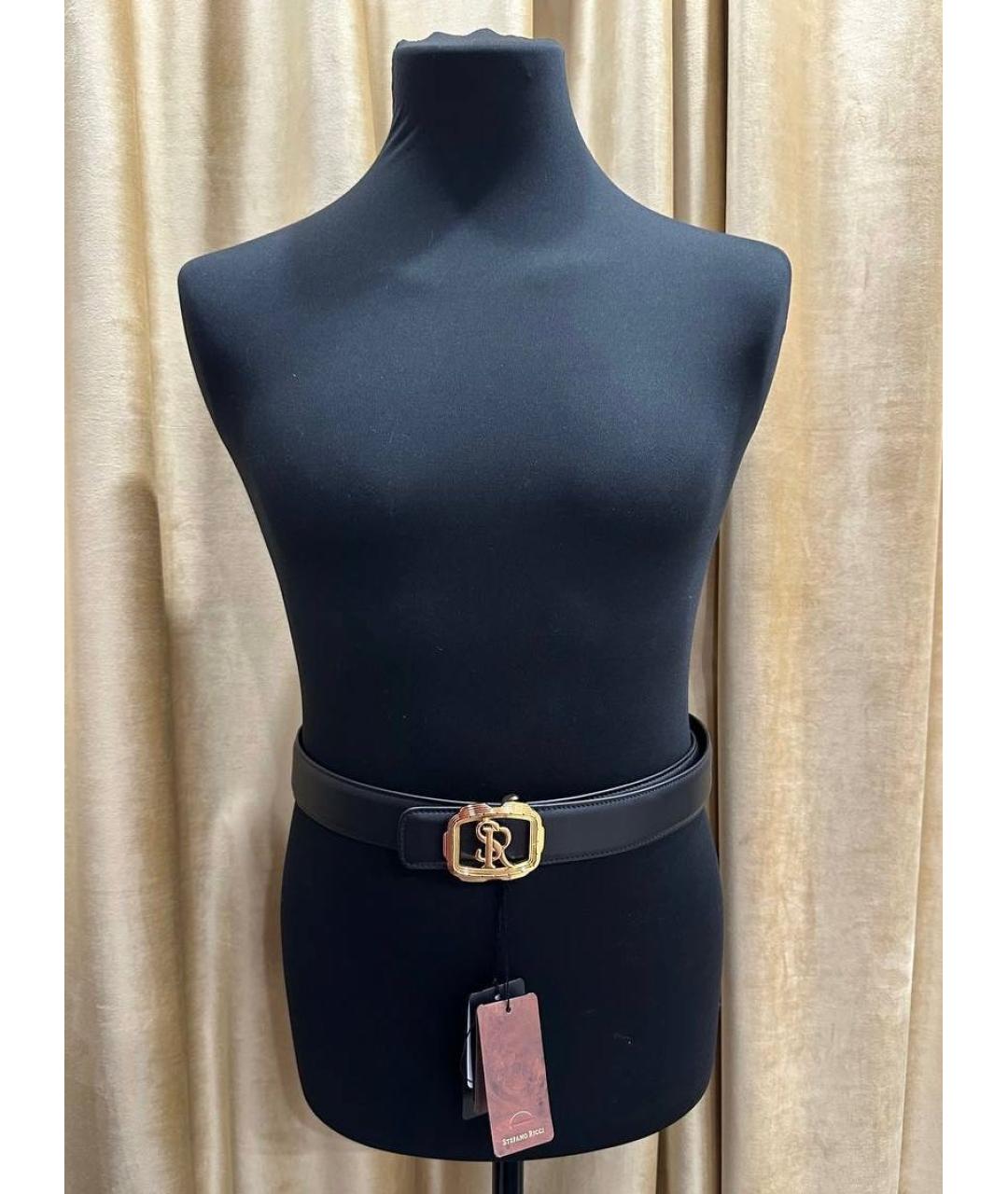 STEFANO RICCI Черный кожаный ремень, фото 2