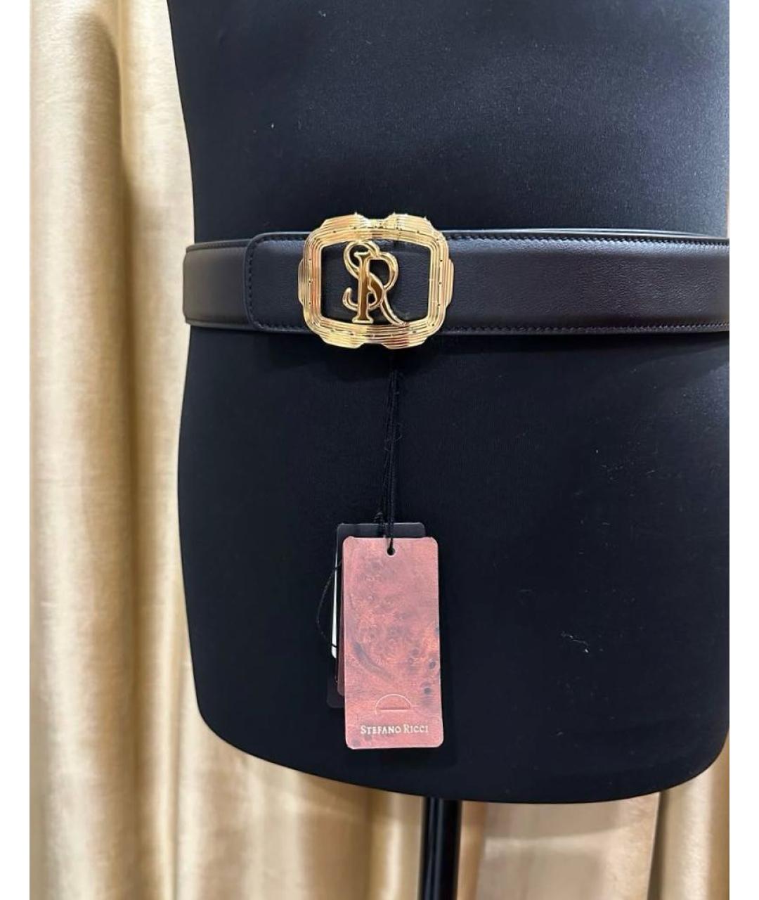 STEFANO RICCI Черный кожаный ремень, фото 3