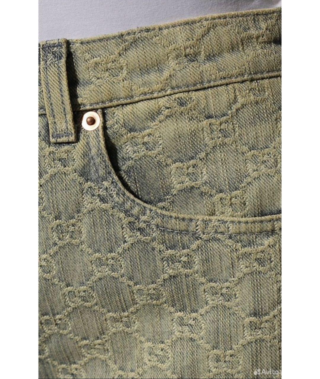 GUCCI Зеленые прямые джинсы, фото 4