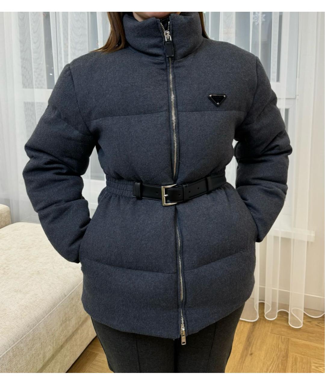 PRADA Серый шерстяной пуховик, фото 5