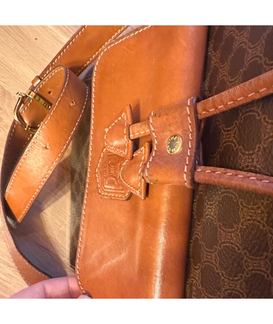 CELINE Коричневая кожаная сумка тоут, фото 7