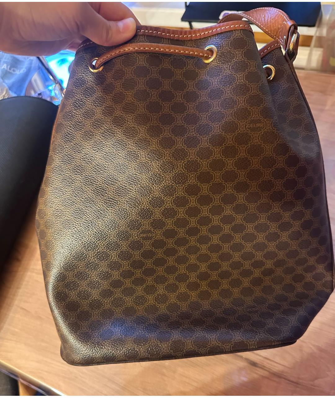 CELINE Коричневая кожаная сумка тоут, фото 4