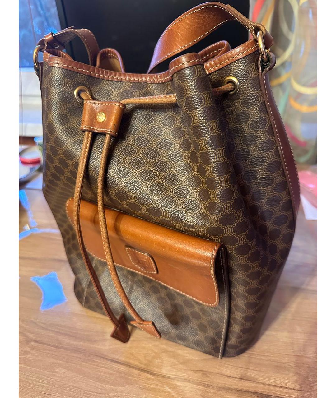 CELINE Коричневая кожаная сумка тоут, фото 2