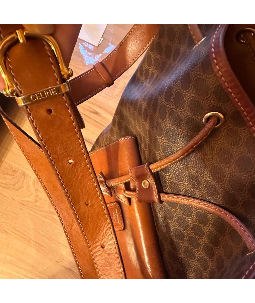 CELINE Коричневая кожаная сумка тоут, фото 5