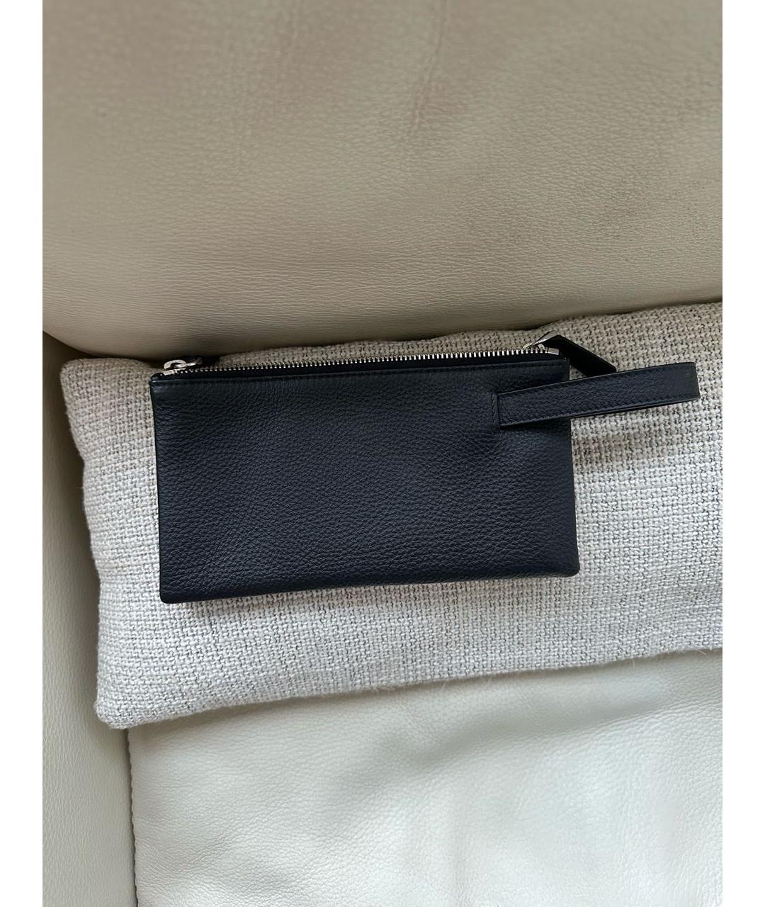 ERMENEGILDO ZEGNA XXX Черная кожаная барсетка, фото 3