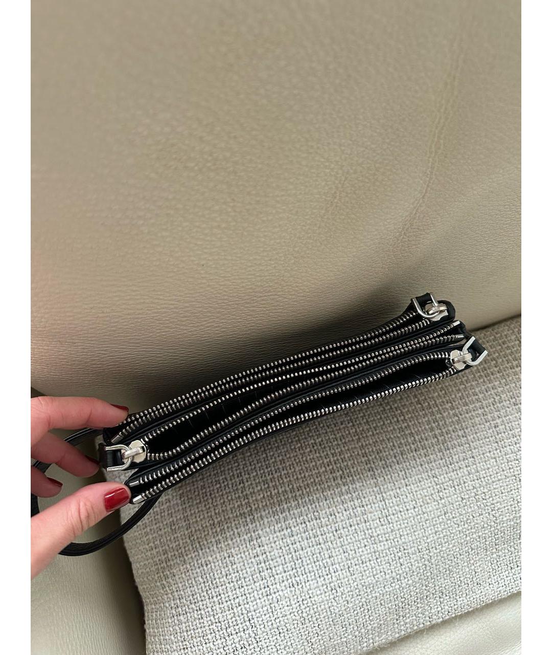 ERMENEGILDO ZEGNA XXX Черная кожаная барсетка, фото 4