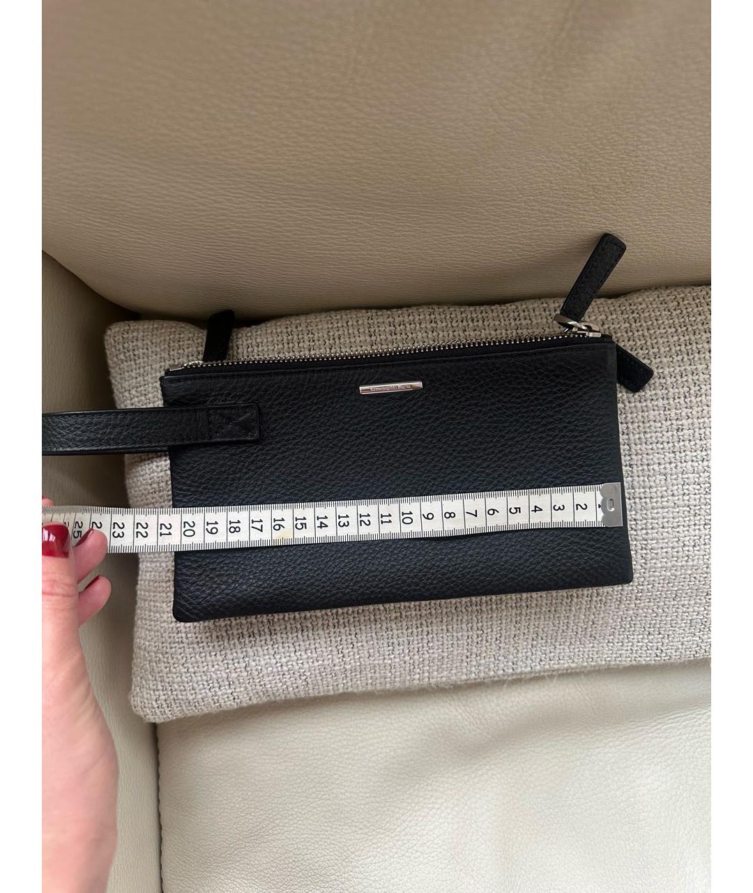 ERMENEGILDO ZEGNA XXX Черная кожаная барсетка, фото 2