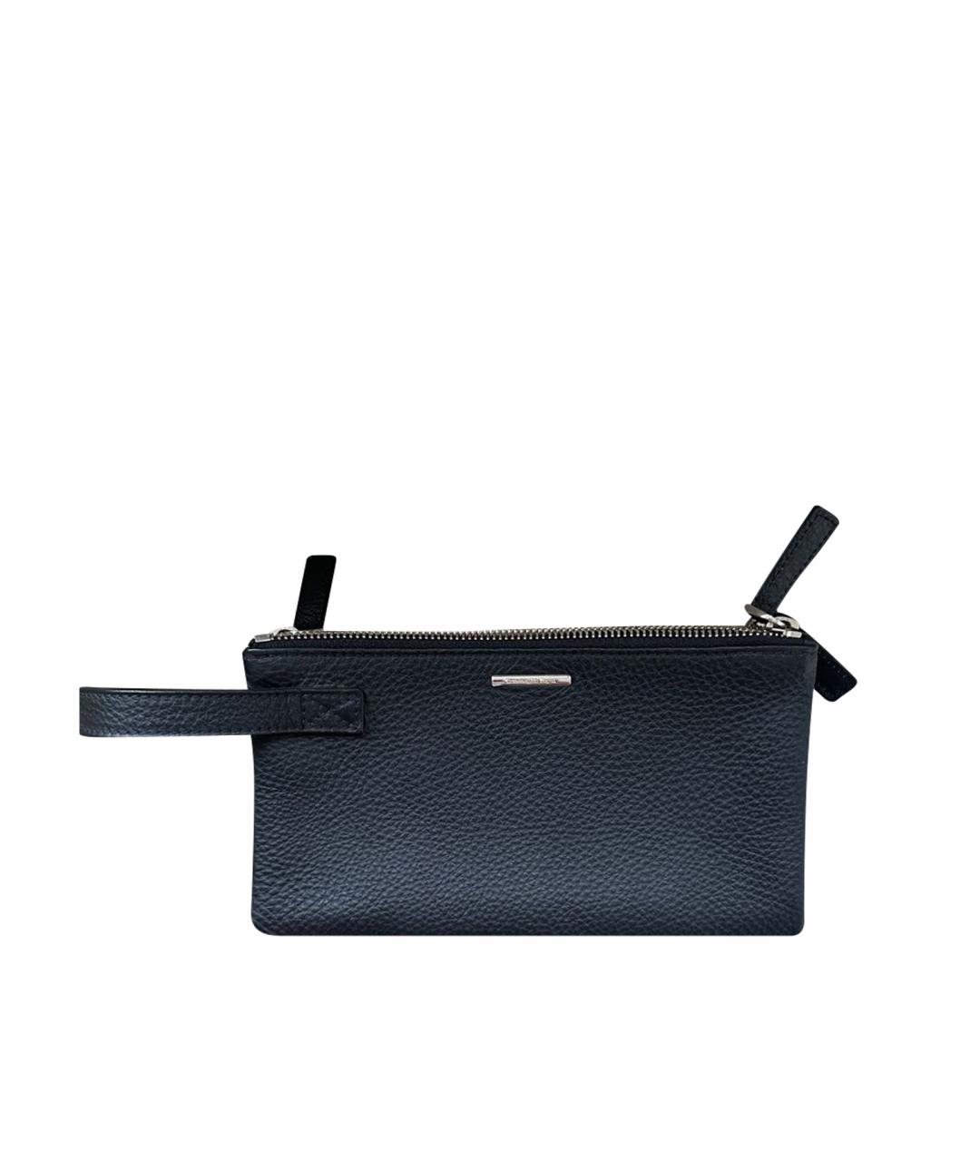 ERMENEGILDO ZEGNA XXX Черная кожаная барсетка, фото 5