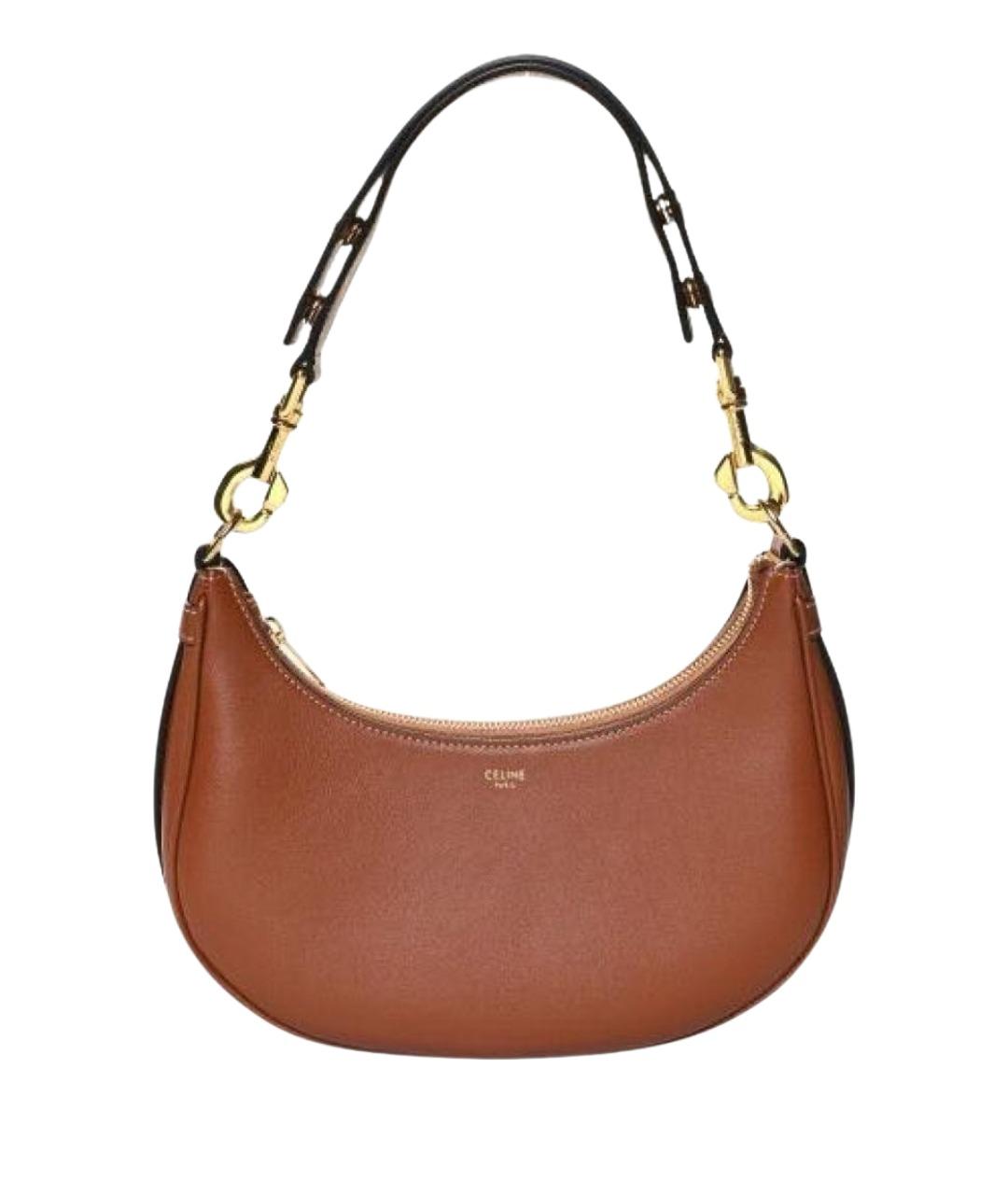 CELINE Коричневая кожаная сумка с короткими ручками, фото 1