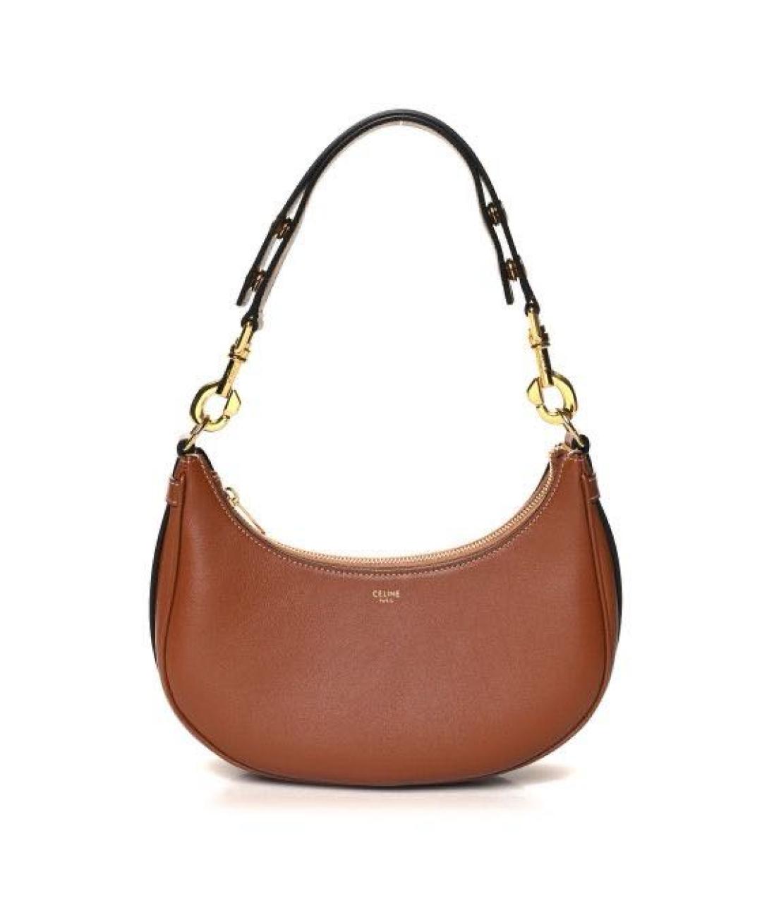 CELINE Коричневая кожаная сумка с короткими ручками, фото 9