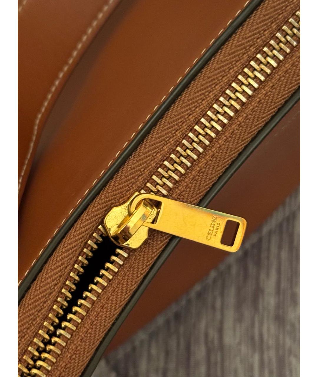 CELINE Коричневая кожаная сумка с короткими ручками, фото 8