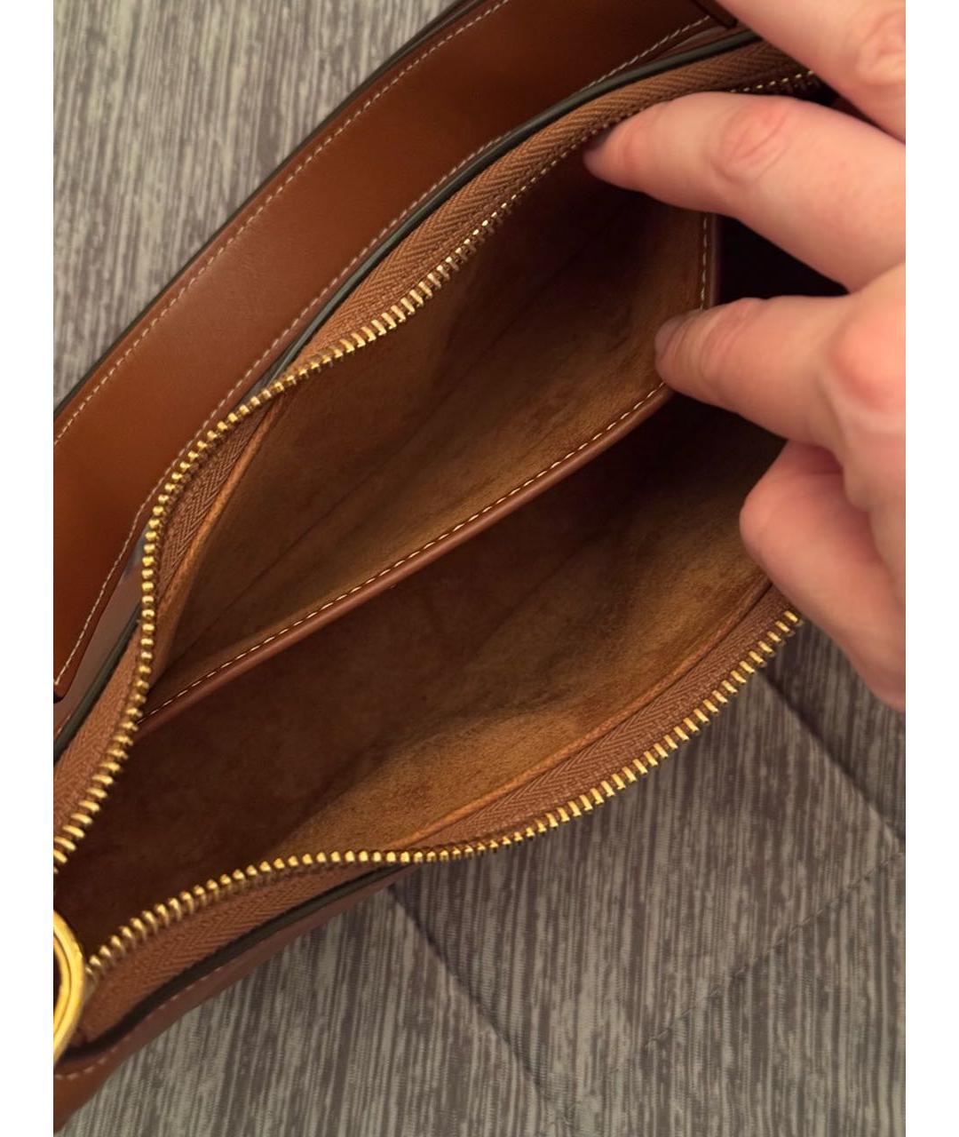 CELINE Коричневая кожаная сумка с короткими ручками, фото 4