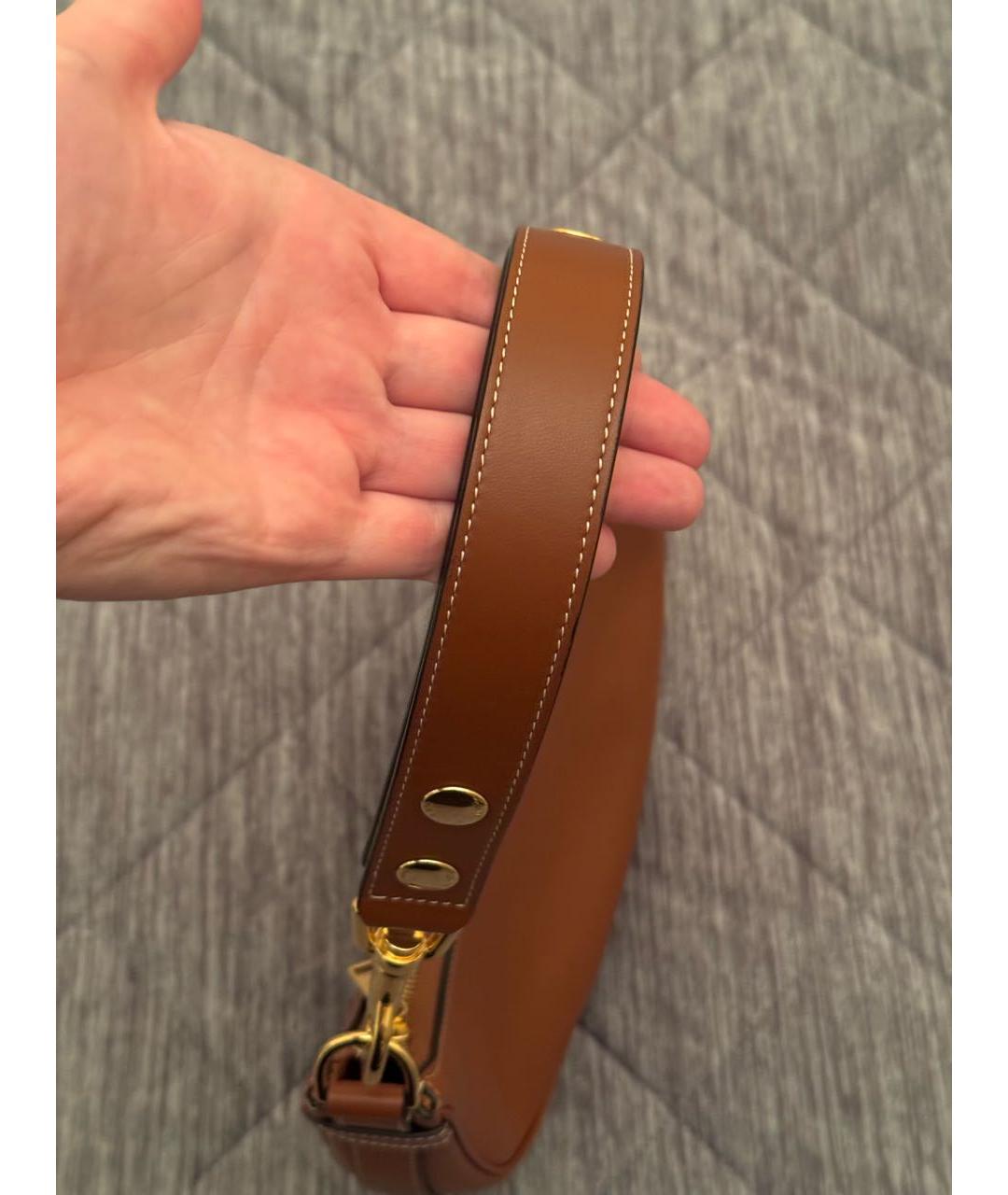 CELINE Коричневая кожаная сумка с короткими ручками, фото 7