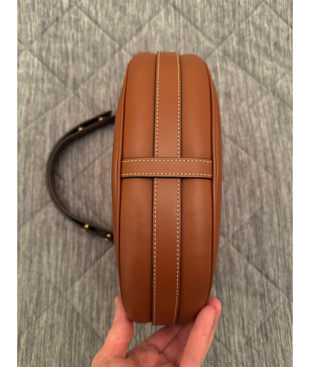 CELINE Коричневая кожаная сумка с короткими ручками, фото 3