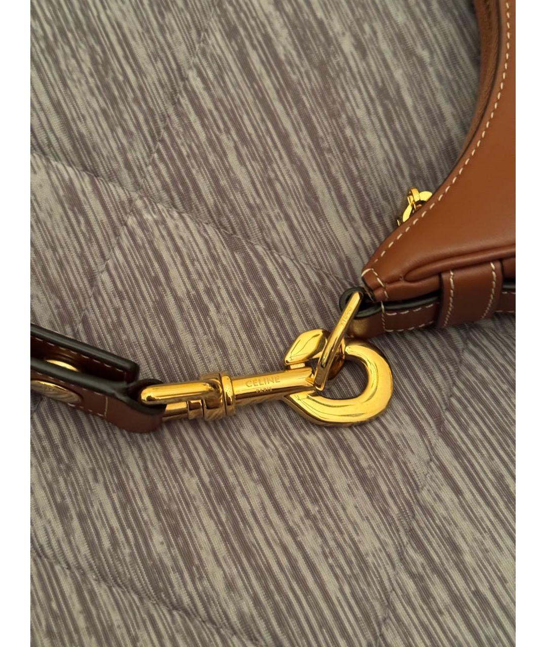 CELINE Коричневая кожаная сумка с короткими ручками, фото 6