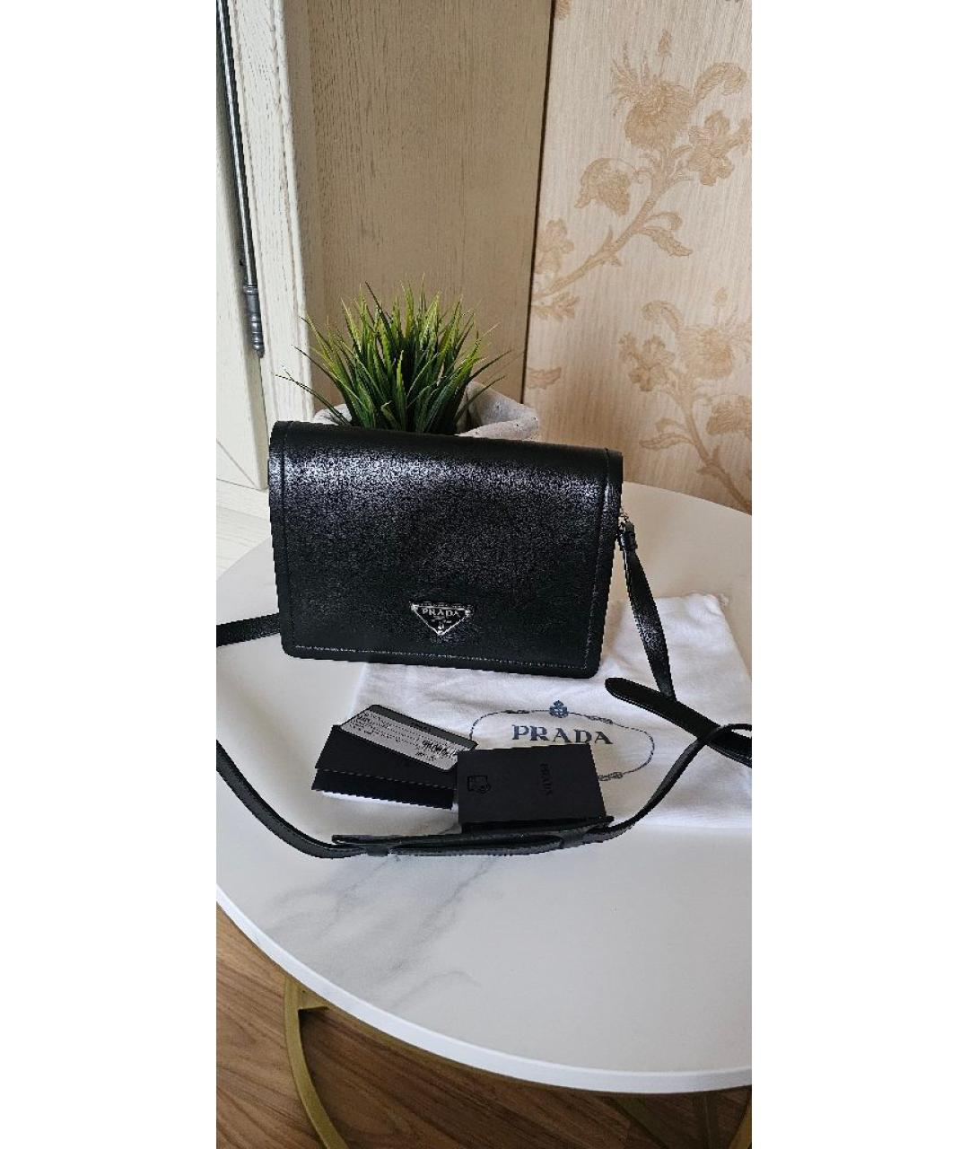 PRADA Черная кожаная сумка через плечо, фото 6