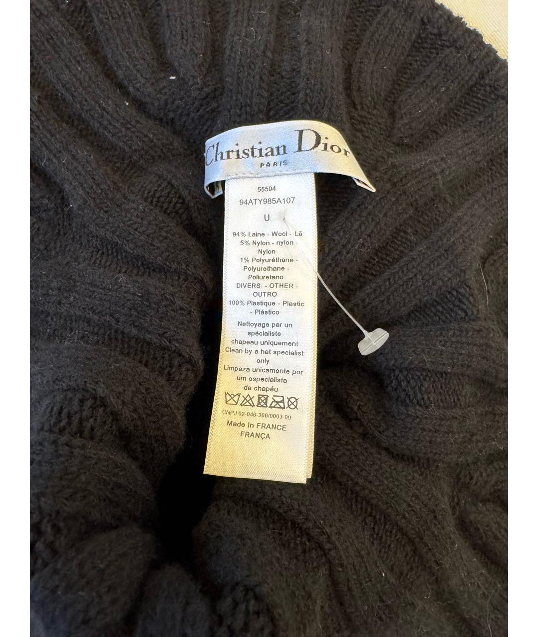 CHRISTIAN DIOR Черная шерстяная шапка, фото 3