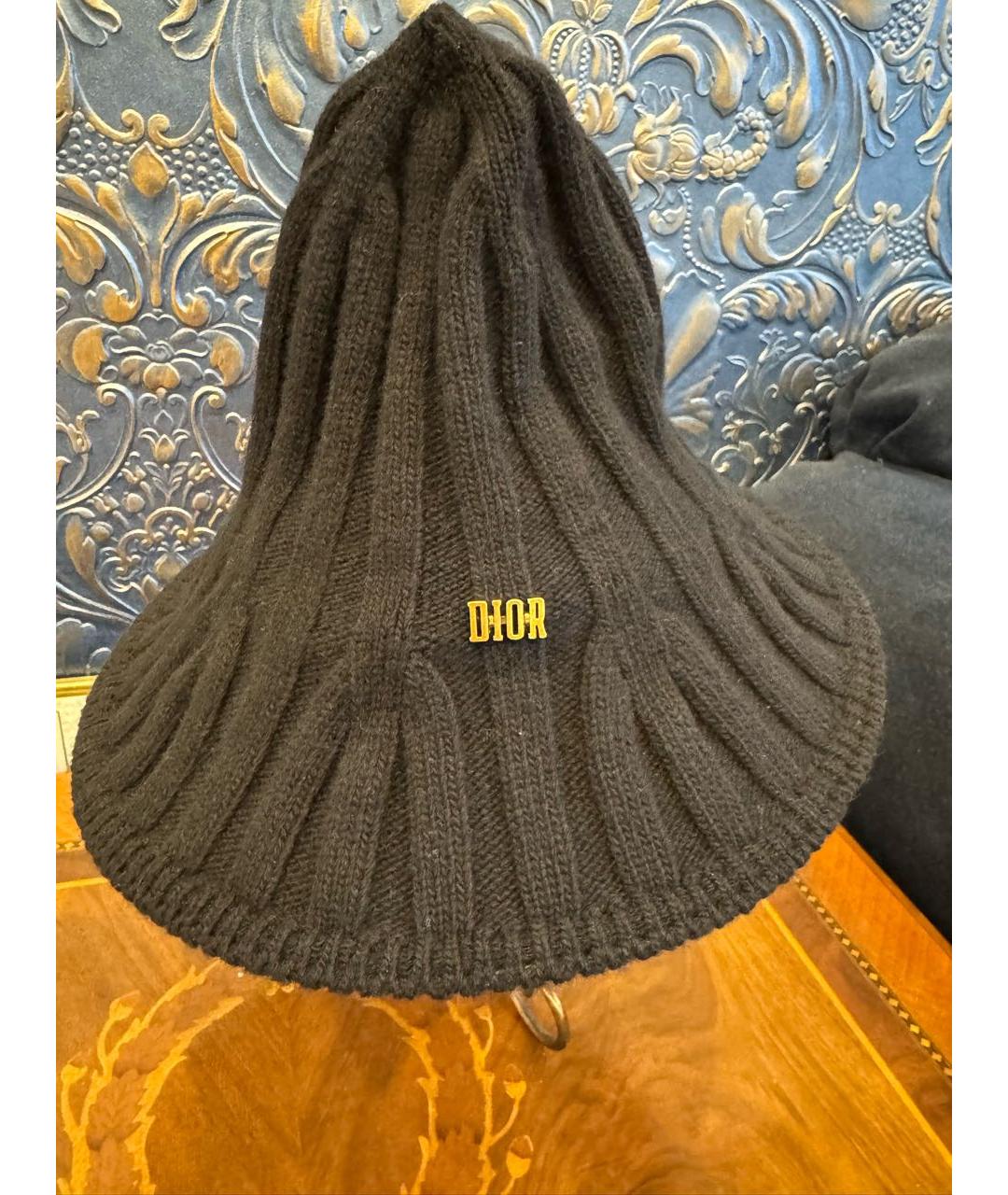 CHRISTIAN DIOR Черная шерстяная шапка, фото 5