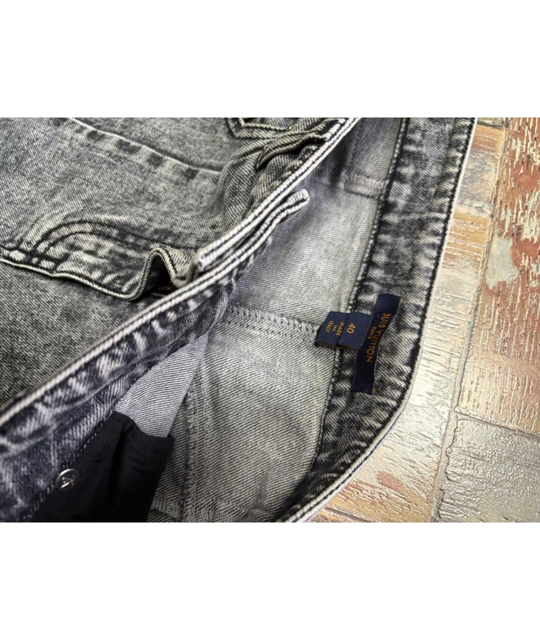 LOUIS VUITTON Серые хлопковые прямые джинсы, фото 2