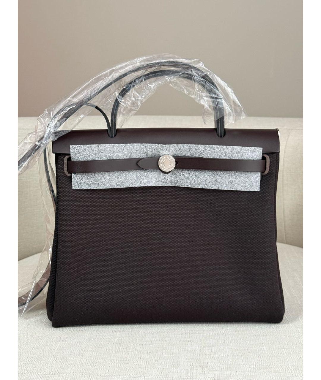 HERMES Коричневая тканевая сумка через плечо, фото 4