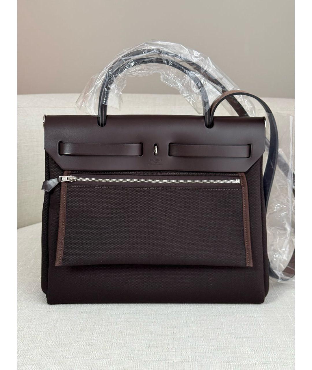 HERMES Коричневая тканевая сумка через плечо, фото 2