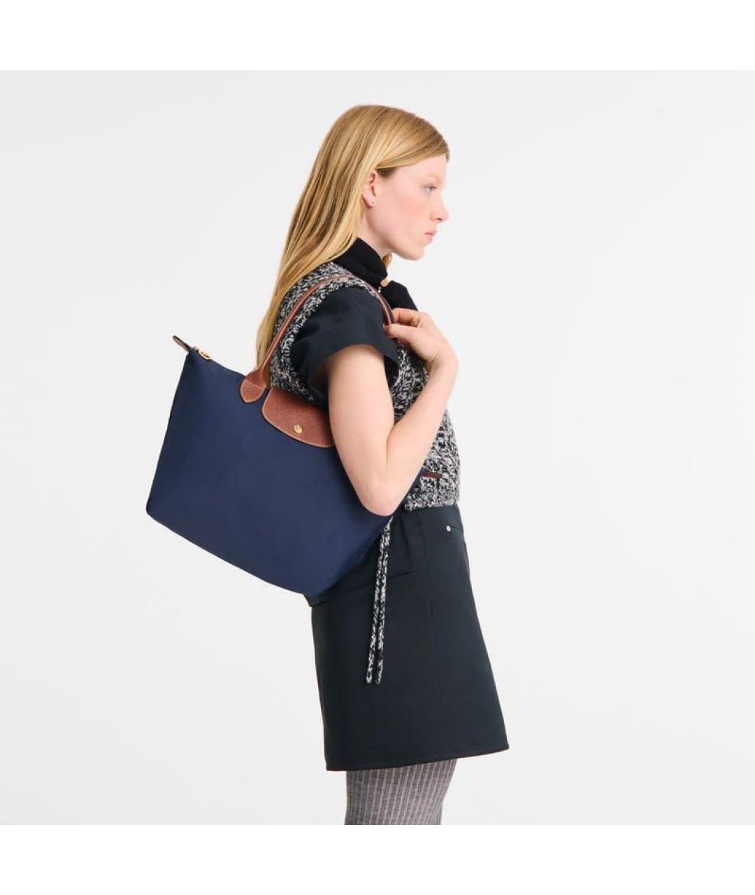 LONGCHAMP Темно-синяя тканевая сумка через плечо, фото 5