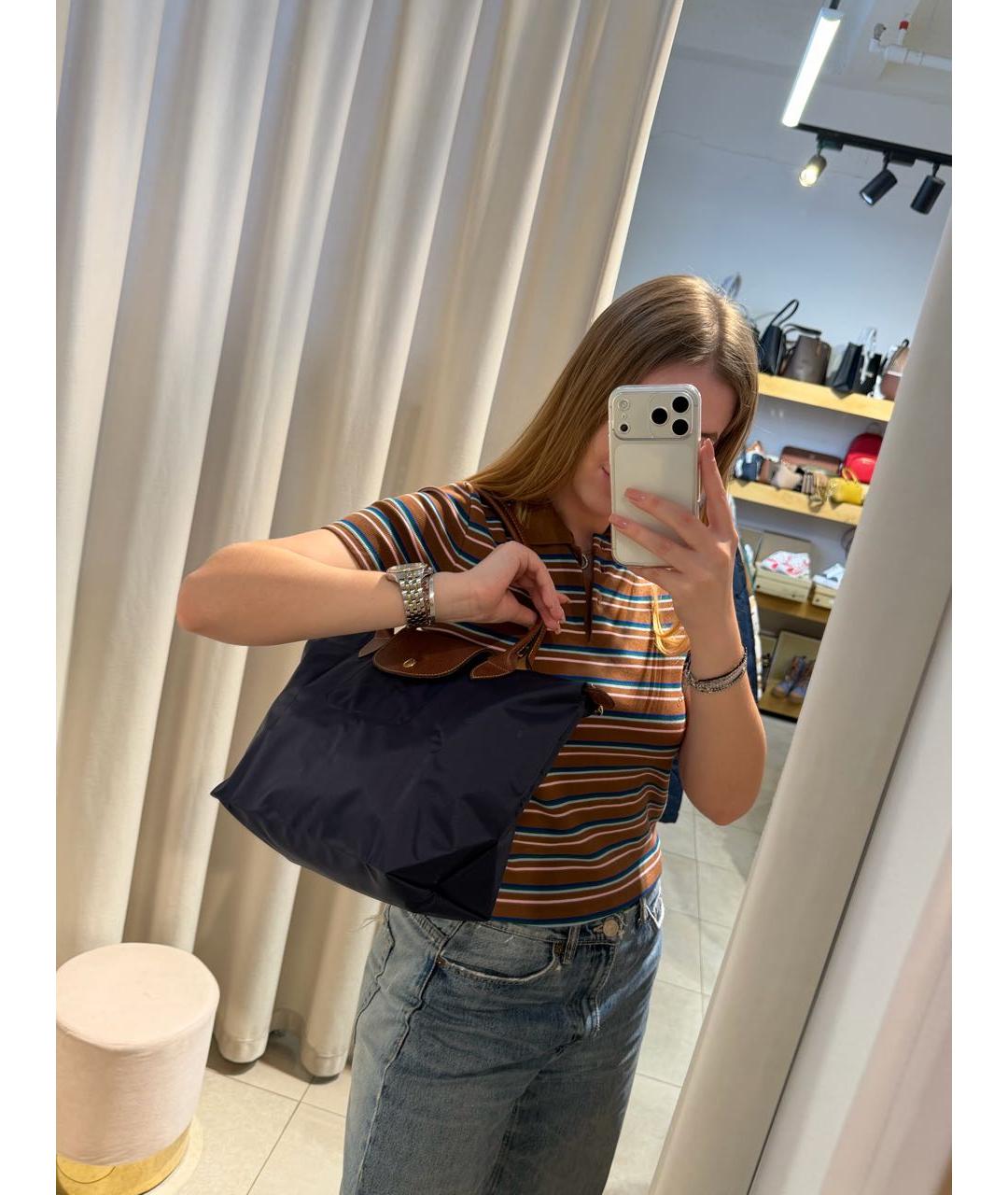 LONGCHAMP Темно-синяя тканевая сумка через плечо, фото 6