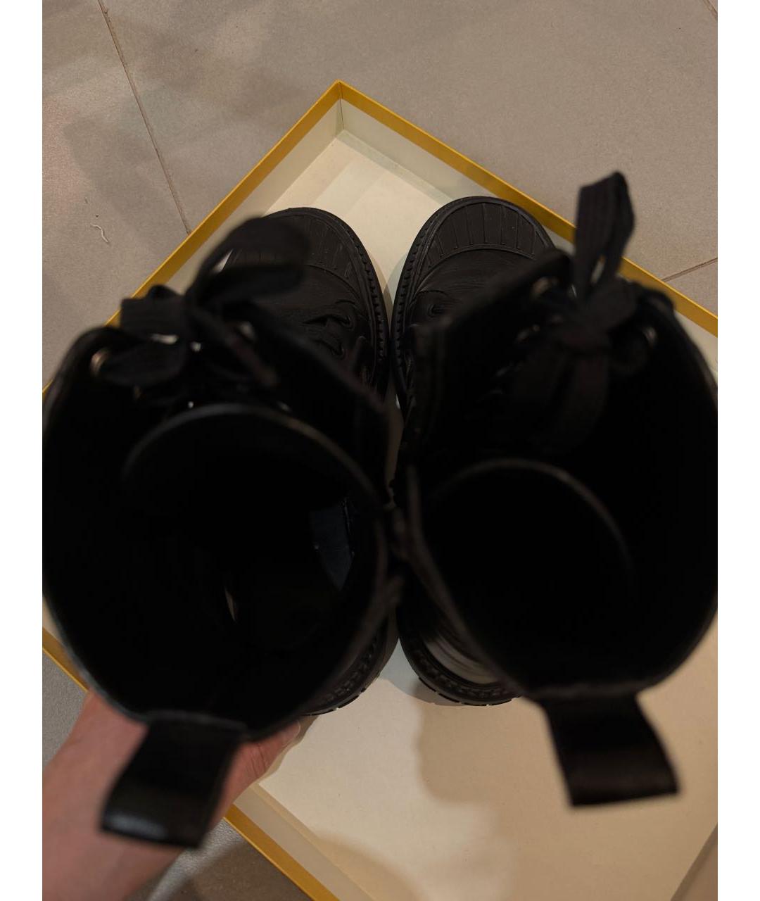 FENDI Черные кожаные ботинки, фото 3