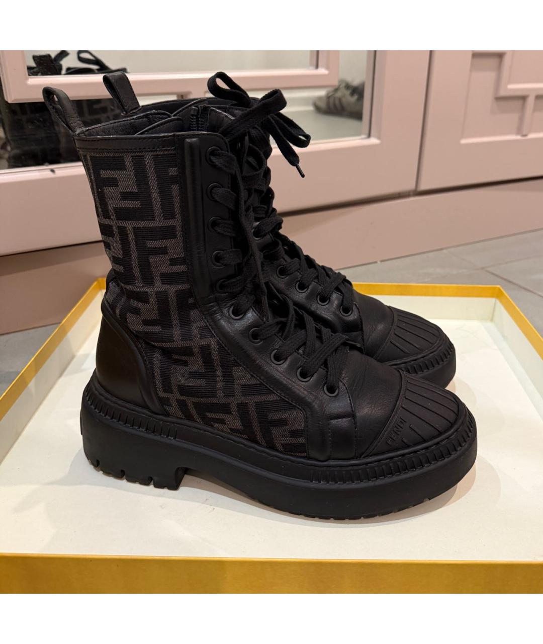 FENDI Черные кожаные ботинки, фото 5