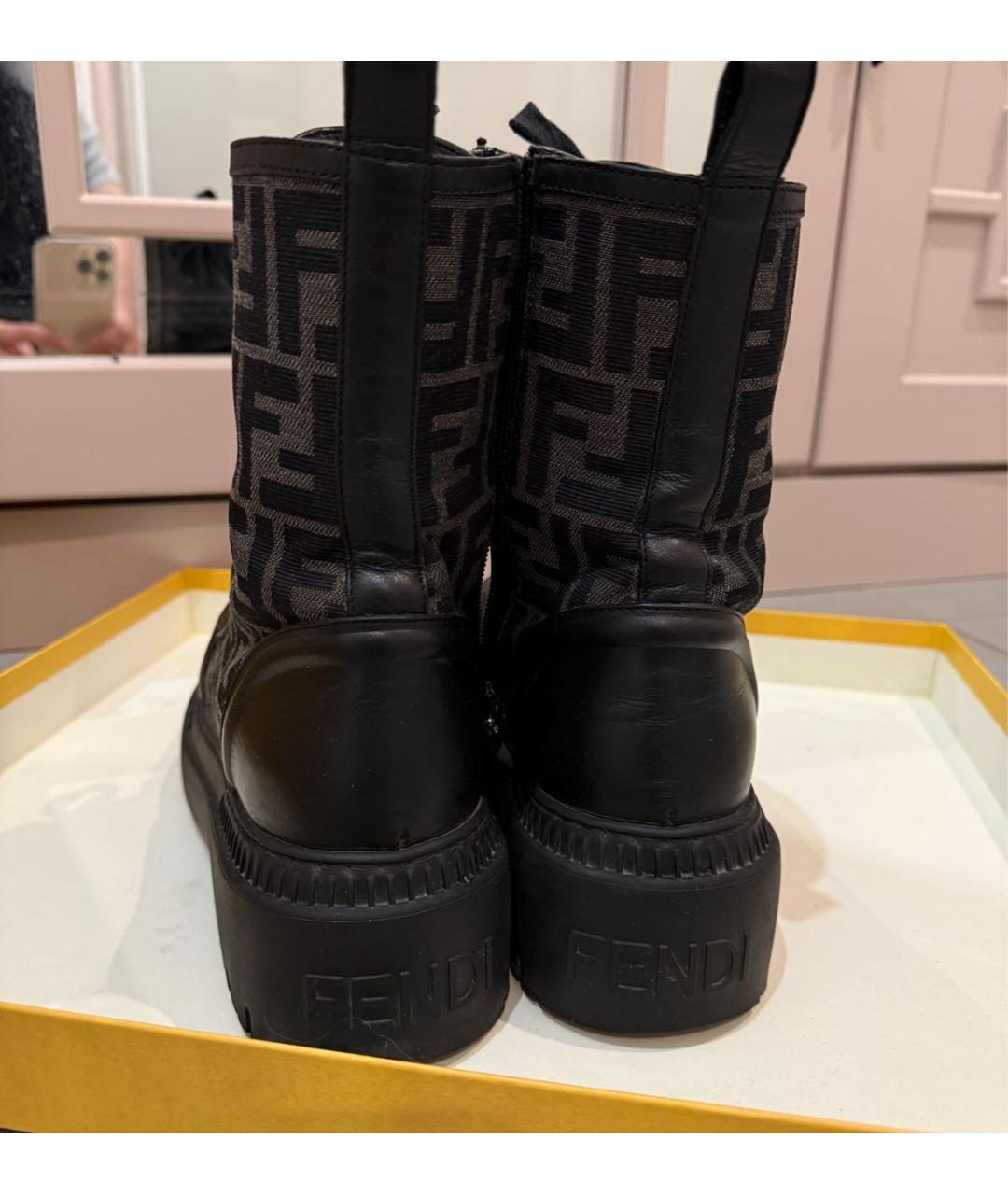 FENDI Черные кожаные ботинки, фото 4