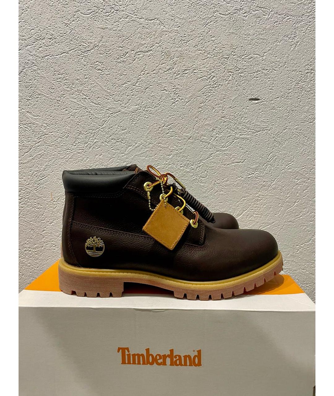 TIMBERLAND Коричневые кожаные высокие ботинки, фото 4