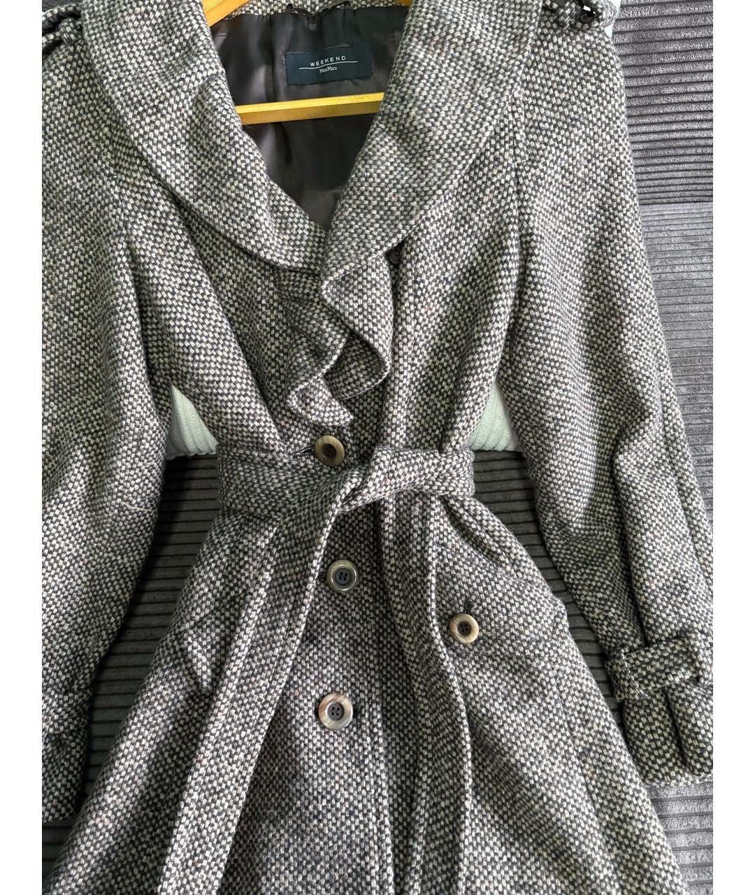 WEEKEND MAX MARA Серое шерстяное пальто, фото 2