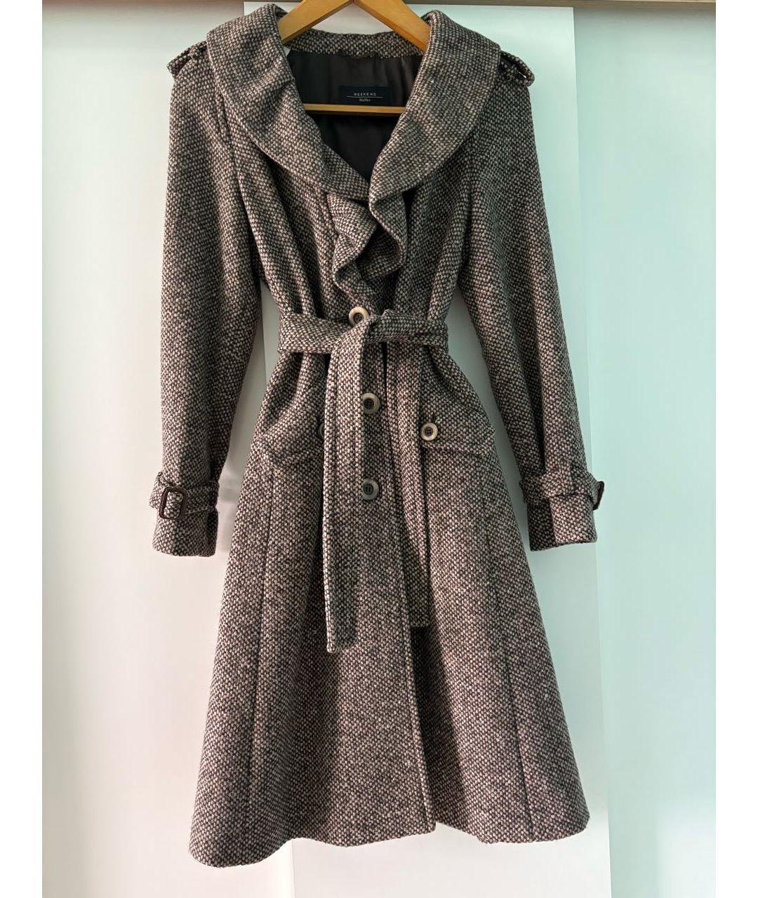 WEEKEND MAX MARA Серое шерстяное пальто, фото 5