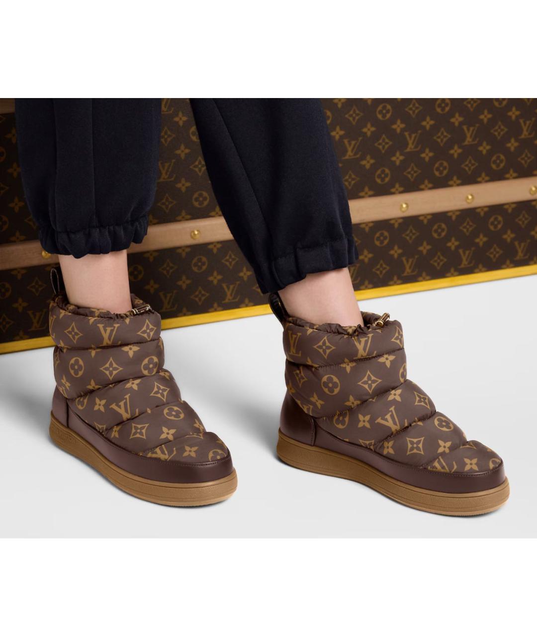 LOUIS VUITTON Коричневые текстильные ботинки, фото 5