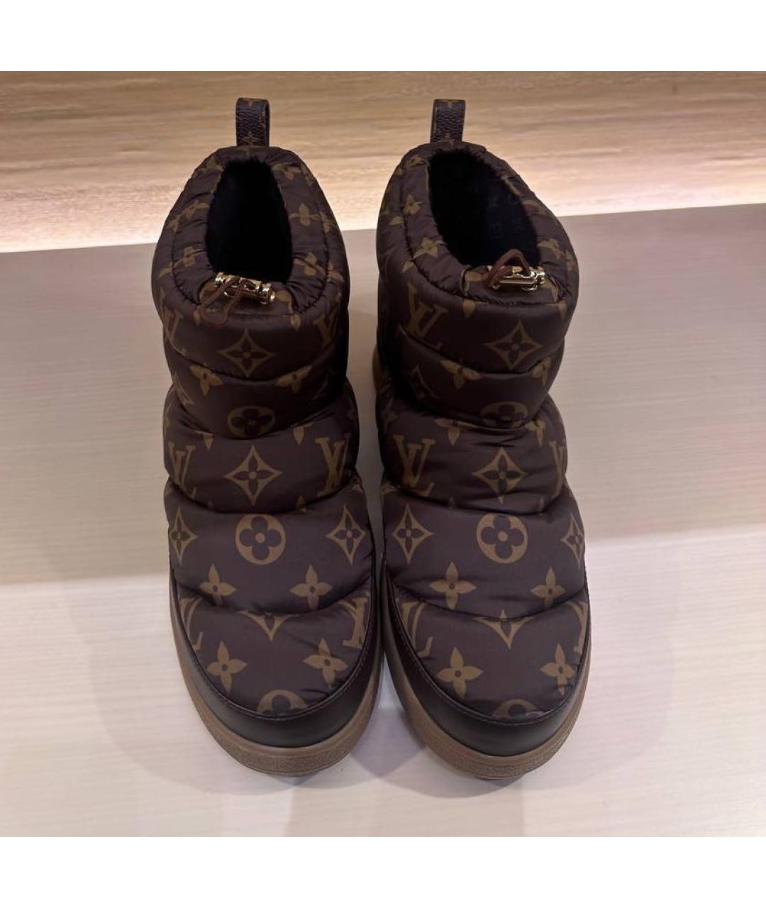 LOUIS VUITTON Коричневые текстильные ботинки, фото 2