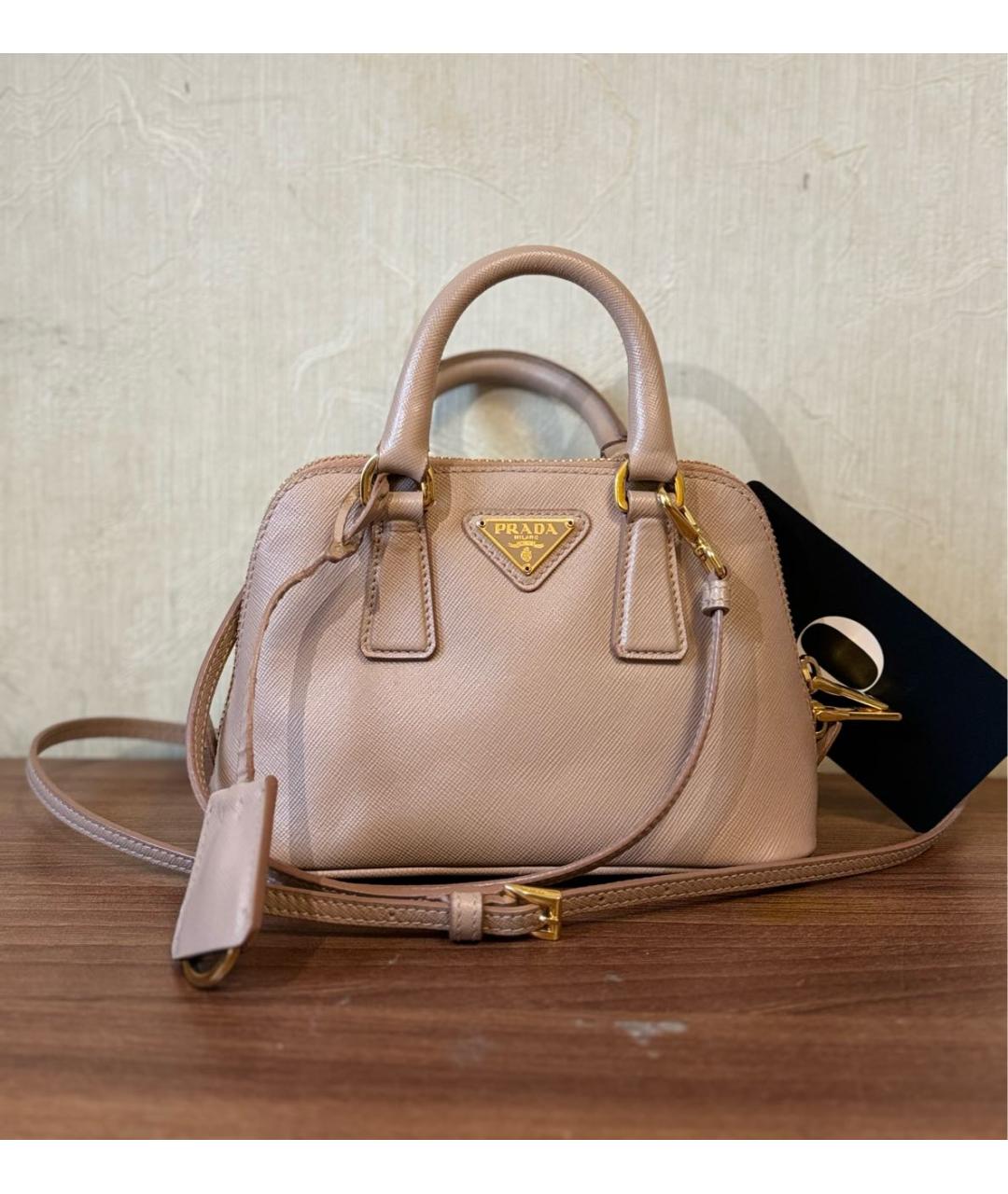 PRADA Бежевая кожаная сумка через плечо, фото 5