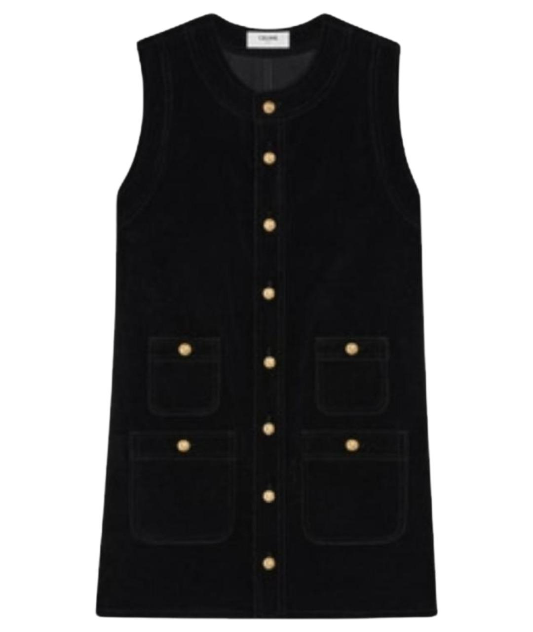 CELINE Черное хлопковое повседневное платье, фото 1