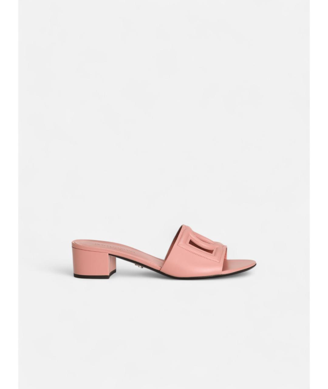 DOLCE&GABBANA Розовые кожаные мюли, фото 4